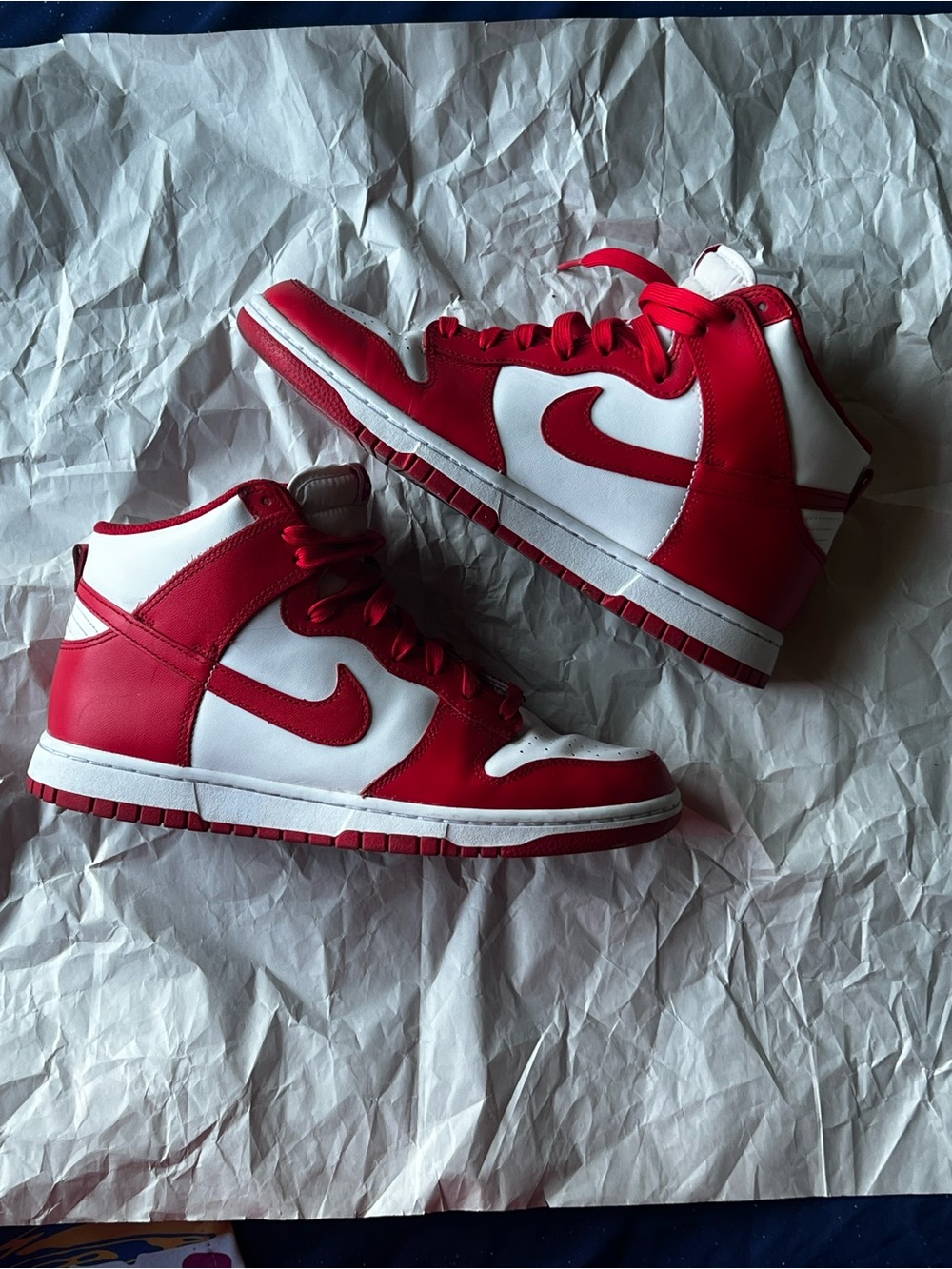 Nike Dunk High-Top Sneakers in Red and White
